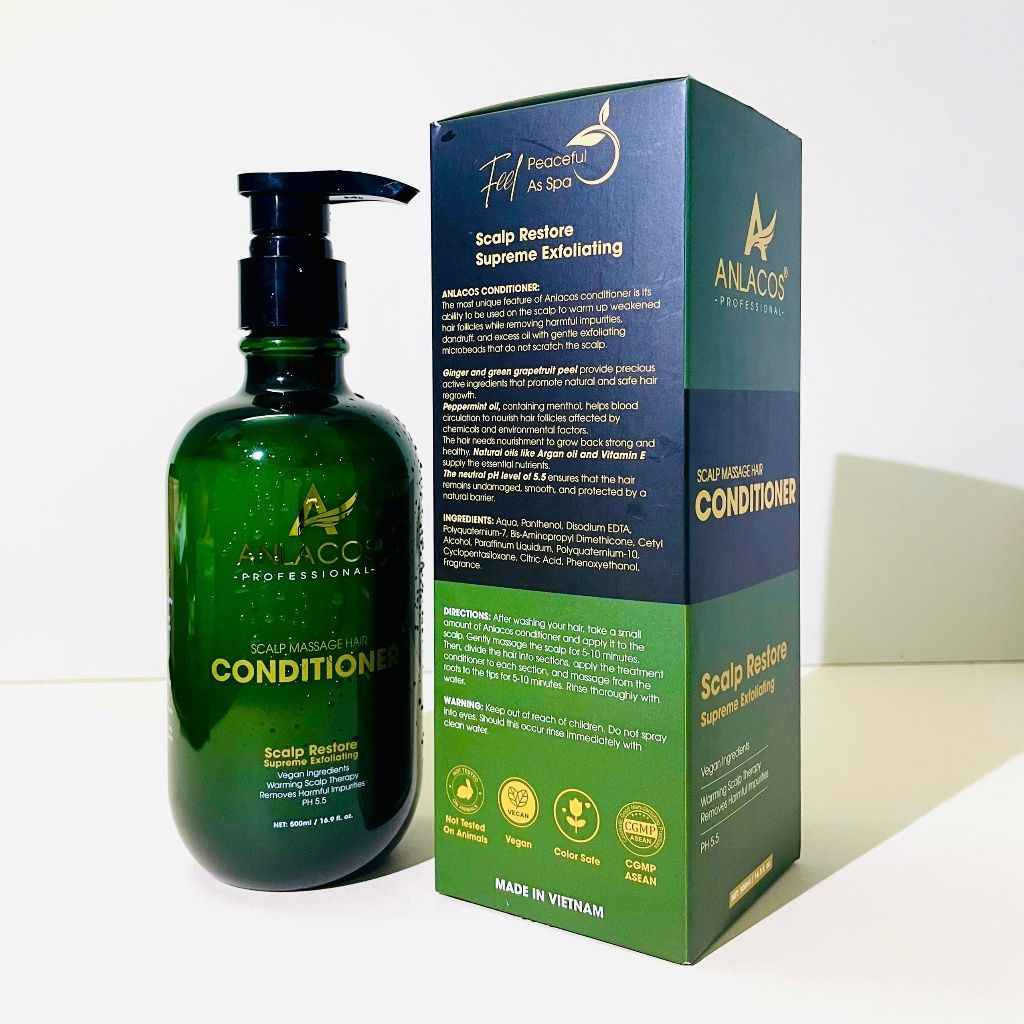 Combo dầu gội, dầu xả, serum Anlacos nuôi dưỡng tóc thuần chay bigsize