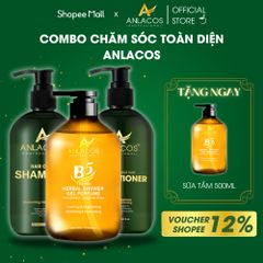 Combo dầu gội, dầu xả, sữa tắm Anlacos thiên nhiên thuần chay 500ml*3