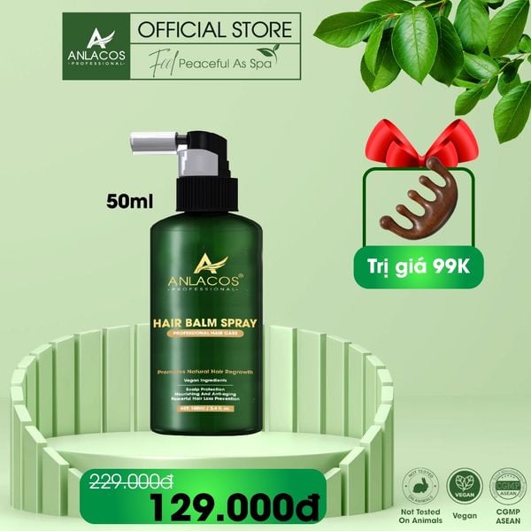 [Tặng lược gỗ đàn hương] Xịt dưỡng tóc Anlacos tinh dầu bưởi mọc tóc, dưỡng chân tóc giảm rụng tóc không bết 50ml