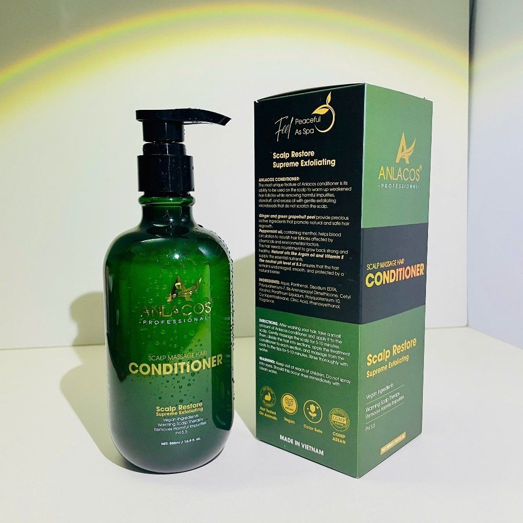[Tặng dầu xả 200ml] Dầu xả Anlacos dùng massage da đầu mọc tóc gừng bưởi 500ml