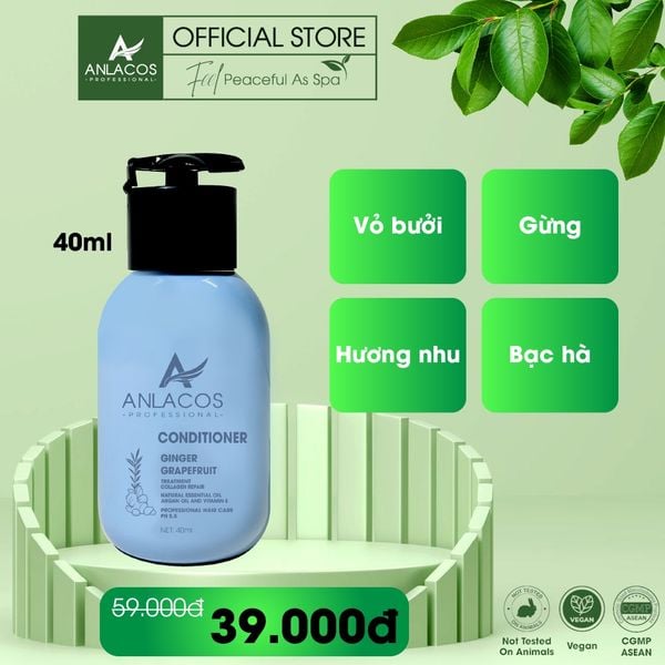 Dầu xả Anlacos tẩy da chết đầu giảm ngứa da dầu, dầu xả thiên nhiên cho tóc nhuộm hư tổn 40ml