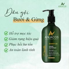 [Tặng dầu xả 200ml] Dầu gội Anlacos thuần chay gừng bưởi mọc tóc thiên nhiên 500ml