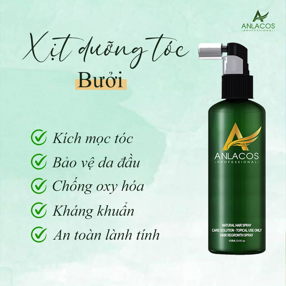[Tặng xịt dưỡng 50ml] Xịt dưỡng tóc tinh dầu Anlacos mọc tóc từ bưởi gừng 100ml