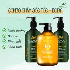 Combo dầu gội, dầu xả, sữa tắm Anlacos thiên nhiên thuần chay 500ml*3