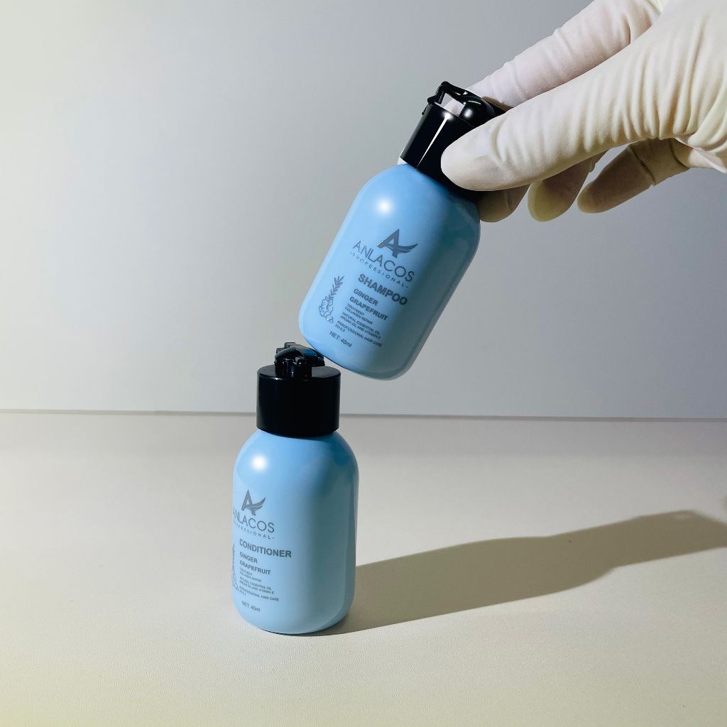 [Tặng lược gỗ đàn hương] Combo gội xả Anlacos mọc tóc thuần chay gừng bưởi size mini 40ml
