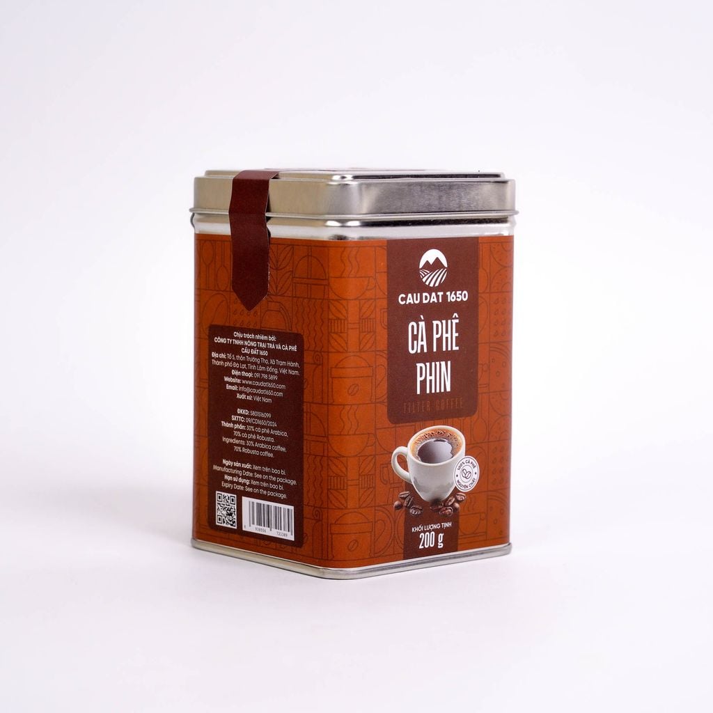 Cà Phê Phin Bột Cầu Đất Hộp Thiếc 200g - Dạng Bột