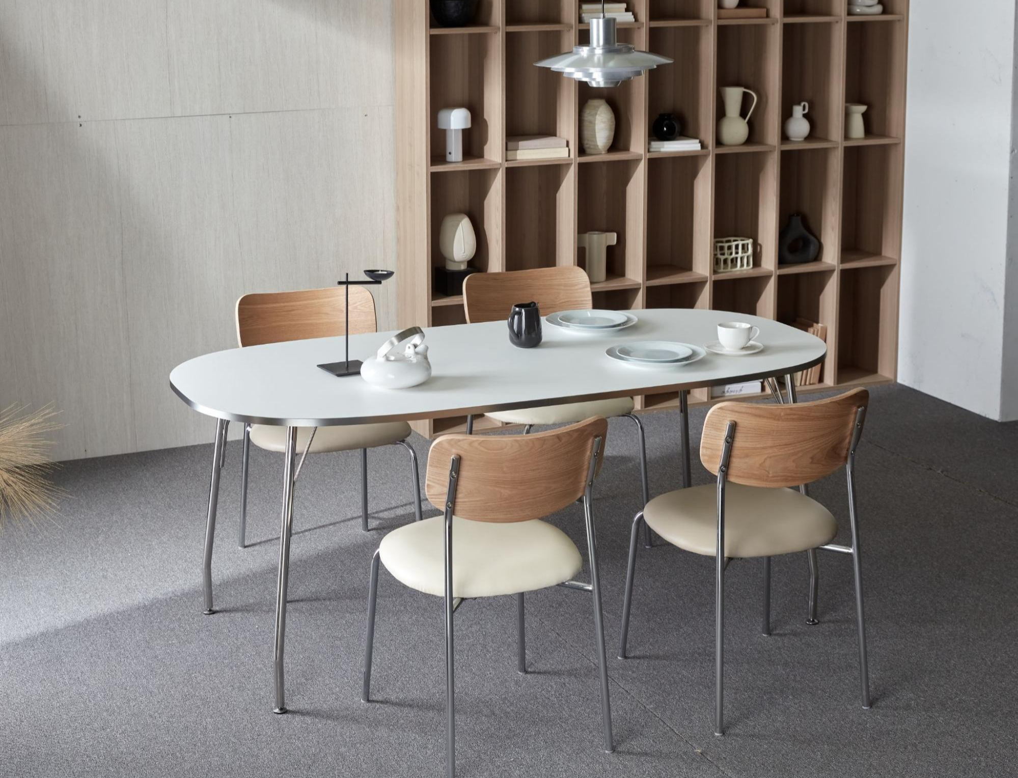 BÀN ĂN SERO HPL VIỀN TRẮNG BẠC NHẬP KHẨU (4 CHỖ / 6 CHỖ)