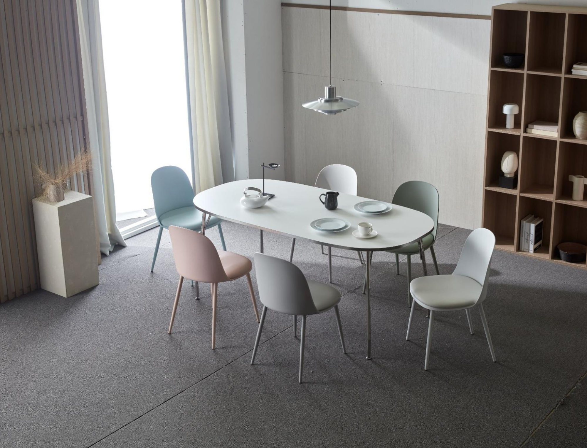 BÀN ĂN SERO HPL VIỀN TRẮNG BẠC NHẬP KHẨU (4 CHỖ / 6 CHỖ)