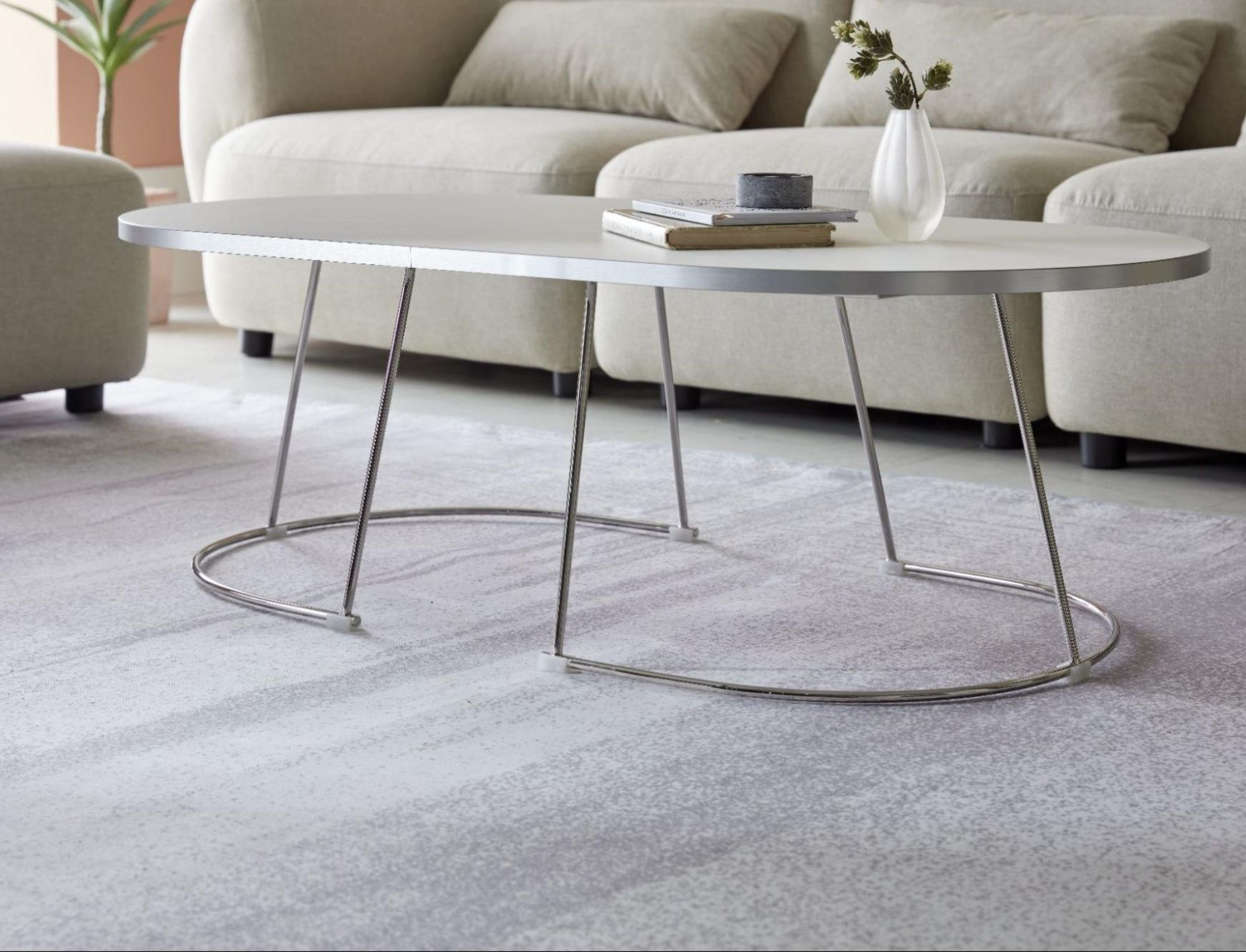 BÀN SOFA HUSH HPL NHẬP KHẨU VIỀN TRẮNG BẠC