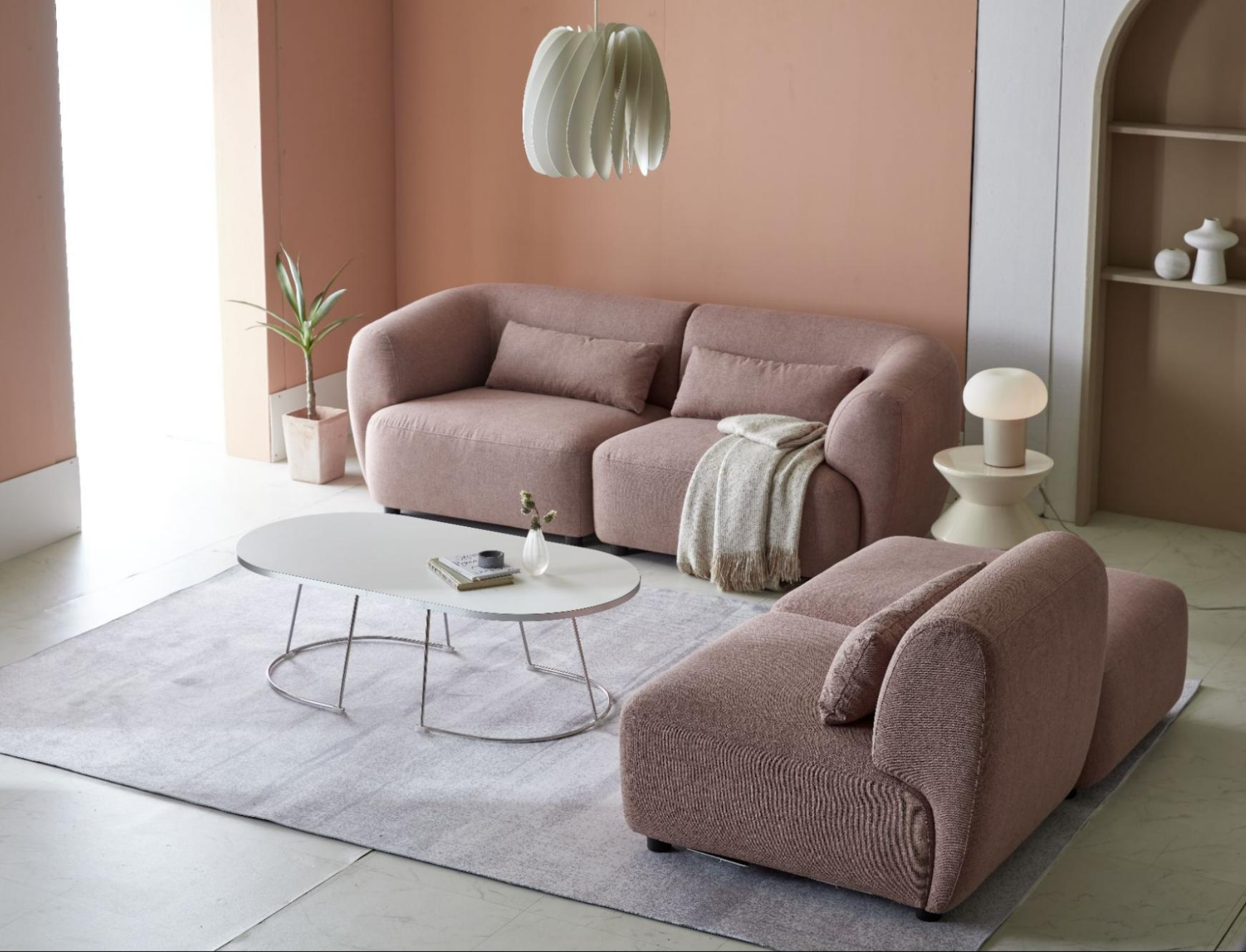 BÀN SOFA HUSH HPL NHẬP KHẨU VIỀN TRẮNG BẠC