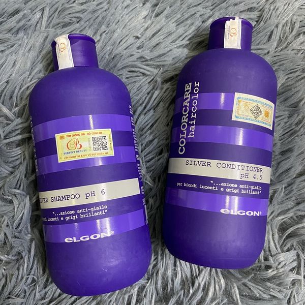 Chính hãng️ Gội xả tím khử sắc tố vàng Elgon Silver 300mlx2