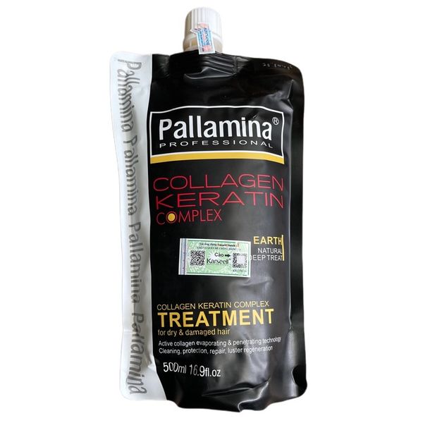 Hấp dầu phục hồi tóc hư tổn Pallamina Collagen Keratin Complex 500ml NEW ( dạng túi)