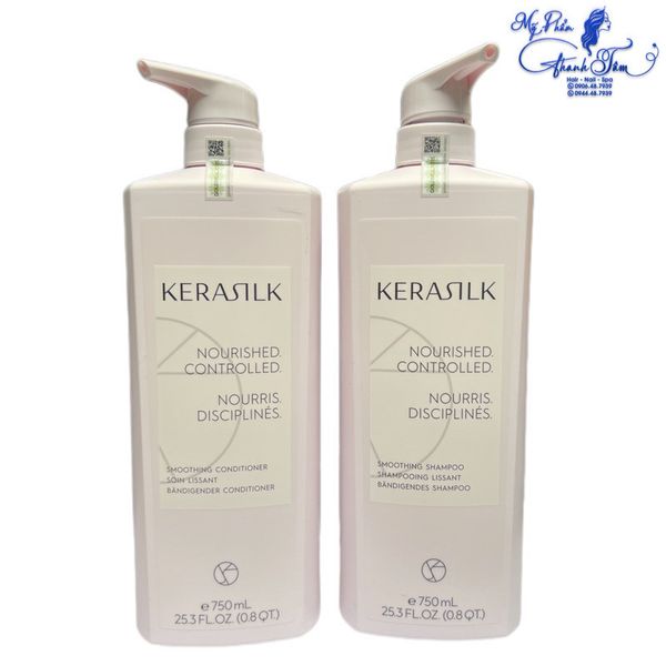 Dầu gội xả làm mượt tóc Goldwell Kerasilk Nourished Controlled Smoothing 750mlx2 [ New ]