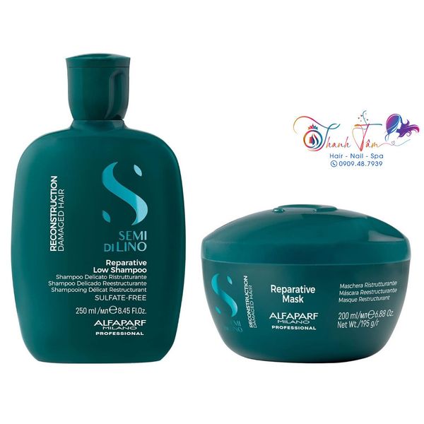 Gội hấp phục hồi Reconstruction Phục Hồi Tóc Hư Tổn Semi Di Lino Alfaparf Milano 250ml/200ml [ New ]