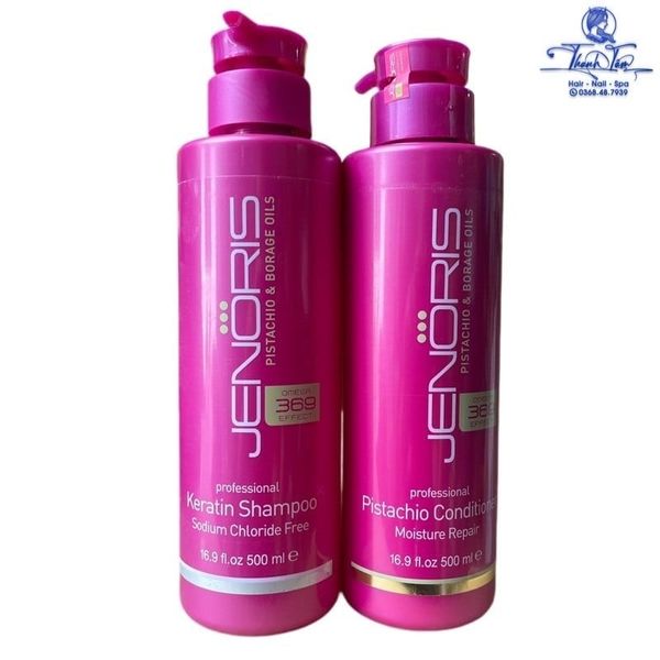 Dầu gội xả phục hồi tóc hư nát Jenoris Keratin Sodium Chloride Free 500mlx2 [ New ]