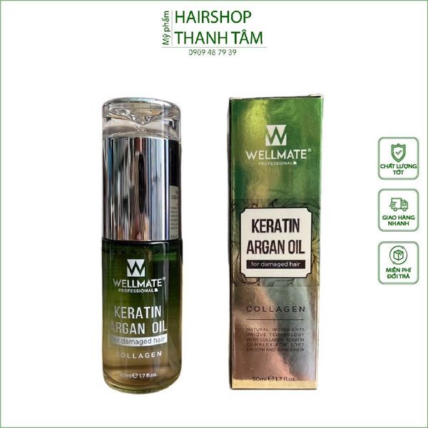 Tinh dầu Wellmate dưỡng tóc Keratin Argan Oil 50ml - chính hãng
