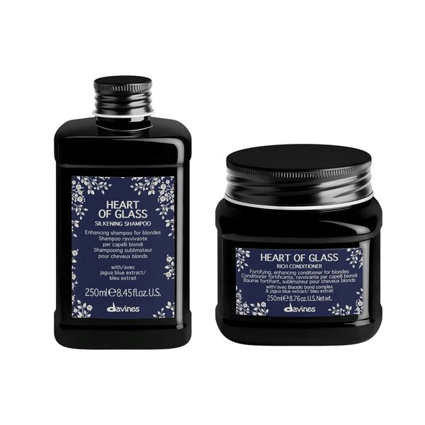 Dầu gội xả làm sạch tóc màu vàng sáng Heart Of Glass Silkening Davines 250mlx2 [ Fanola ]