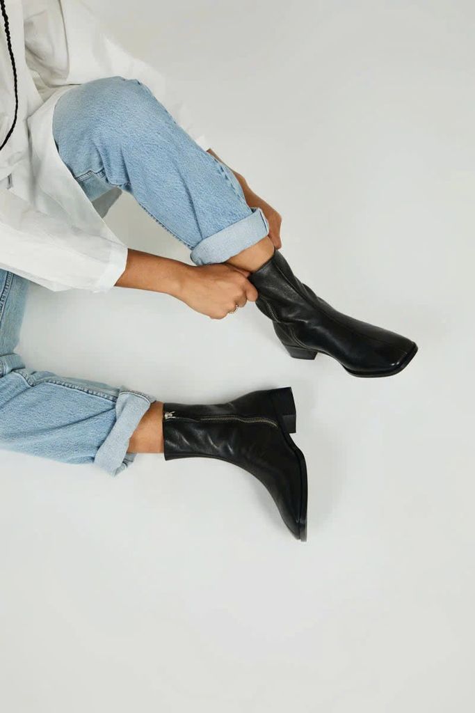 Vagabond boots Anise đen -khóa kéo