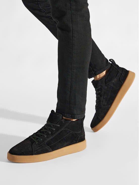 Vagabond sneaker đen da lộn - cổ cao - đế nâu