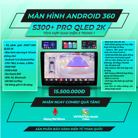  Winca S300 Pro Qled 2K 360 9 inch 4GB 64GB Màn Hình Android 
