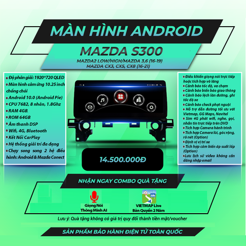  Mazda Winca S300 10.25 inch 4GB 64GB Màn Hình Android 