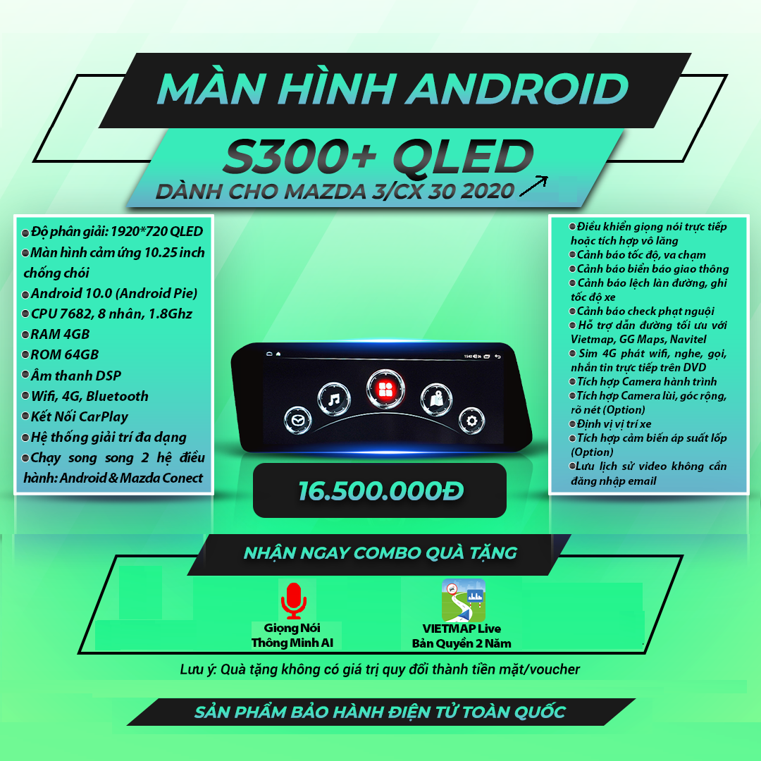  Mazda 3/CX 30 Từ 2020 Winca S300 Qled 10.25 inch 4GB 64GB Màn Hình Android 