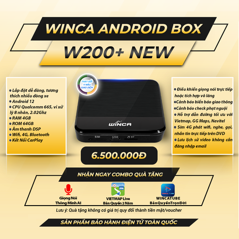  Winca W200 New 4GB 64GB Android Box Ô Tô 