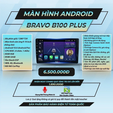  Bravo B100 Plus 9 inch 4GB 32GB Màn Hình Android 