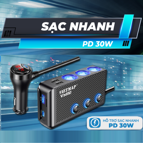  Vietmap VM82 Xạc Chia Nguồn Đa Năng Dành Cho Ô Tô 