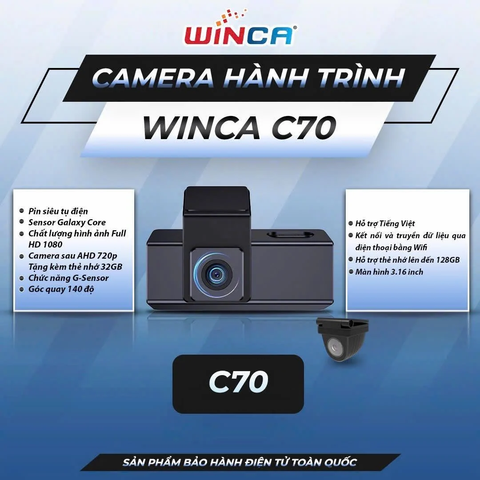  Winca C70 FHD Camera Hành Trình Ghi Hình Trước Sau 