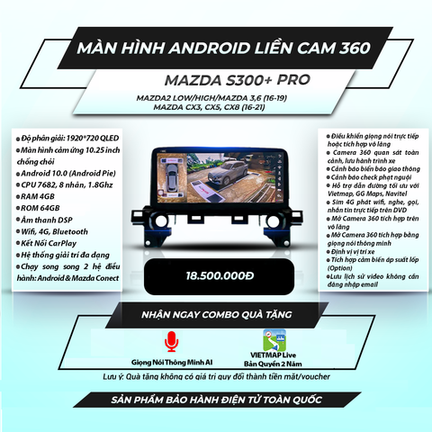  Mazda Winca S300 Pro 360 10.25 inch 4GB 64GB Màn Hình Android 
