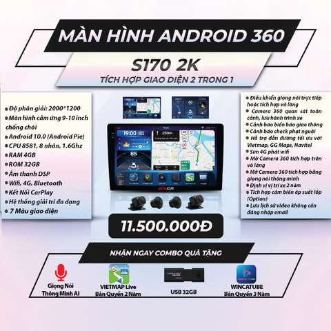  Winca S170 2K camera 360 9 inch 4GB 32GB Màn Hình Android 