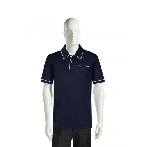 Áo thun polo đồng phục màu đen viền trắng
