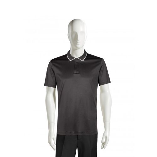 áo thun polo đồng phục màu đen viền cổ màu trắng