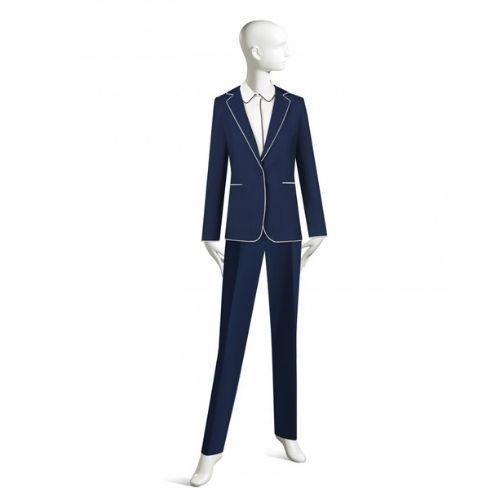 nữ người mẫu mặc vest đồng phục màu xanh đen