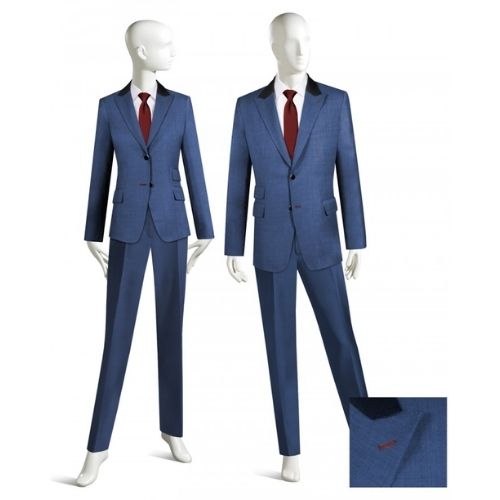 người mẫu nam nữ mặc vest màu xanh đen đồng phục