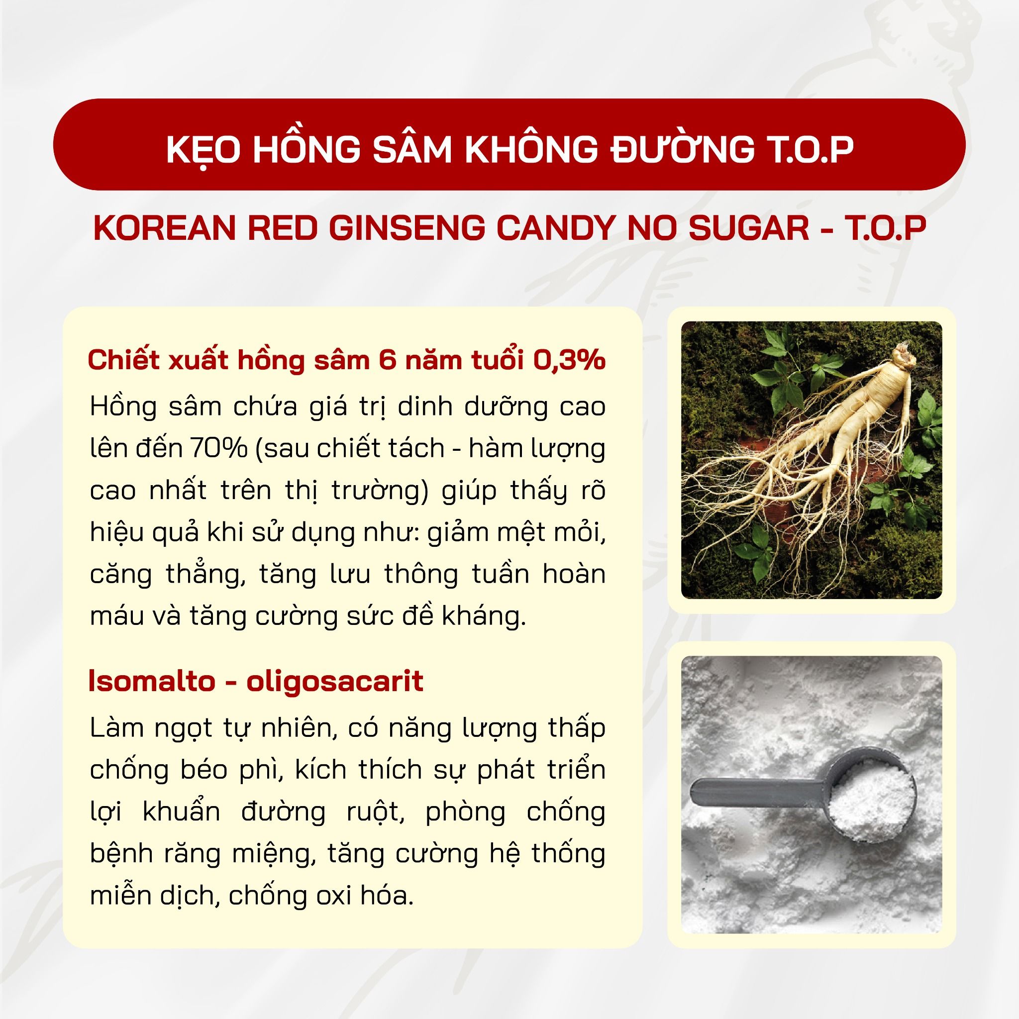  Kẹo Hồng Sâm Không Đường T.O.P 