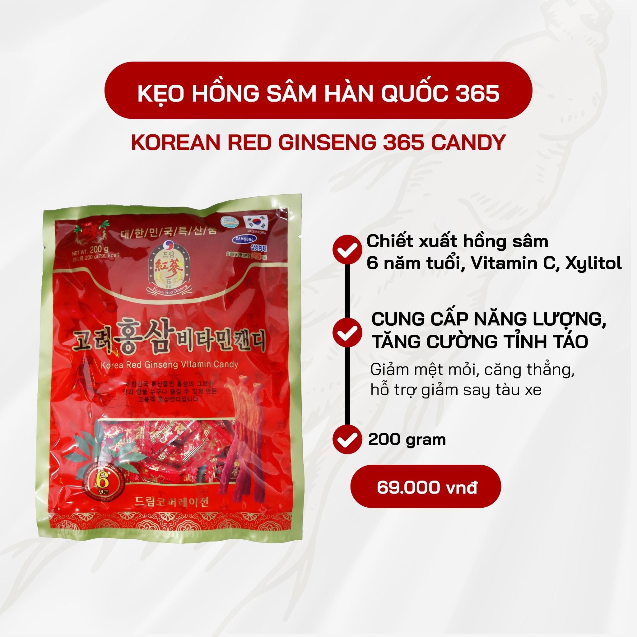  Kẹo Hồng Sâm Vitamin 