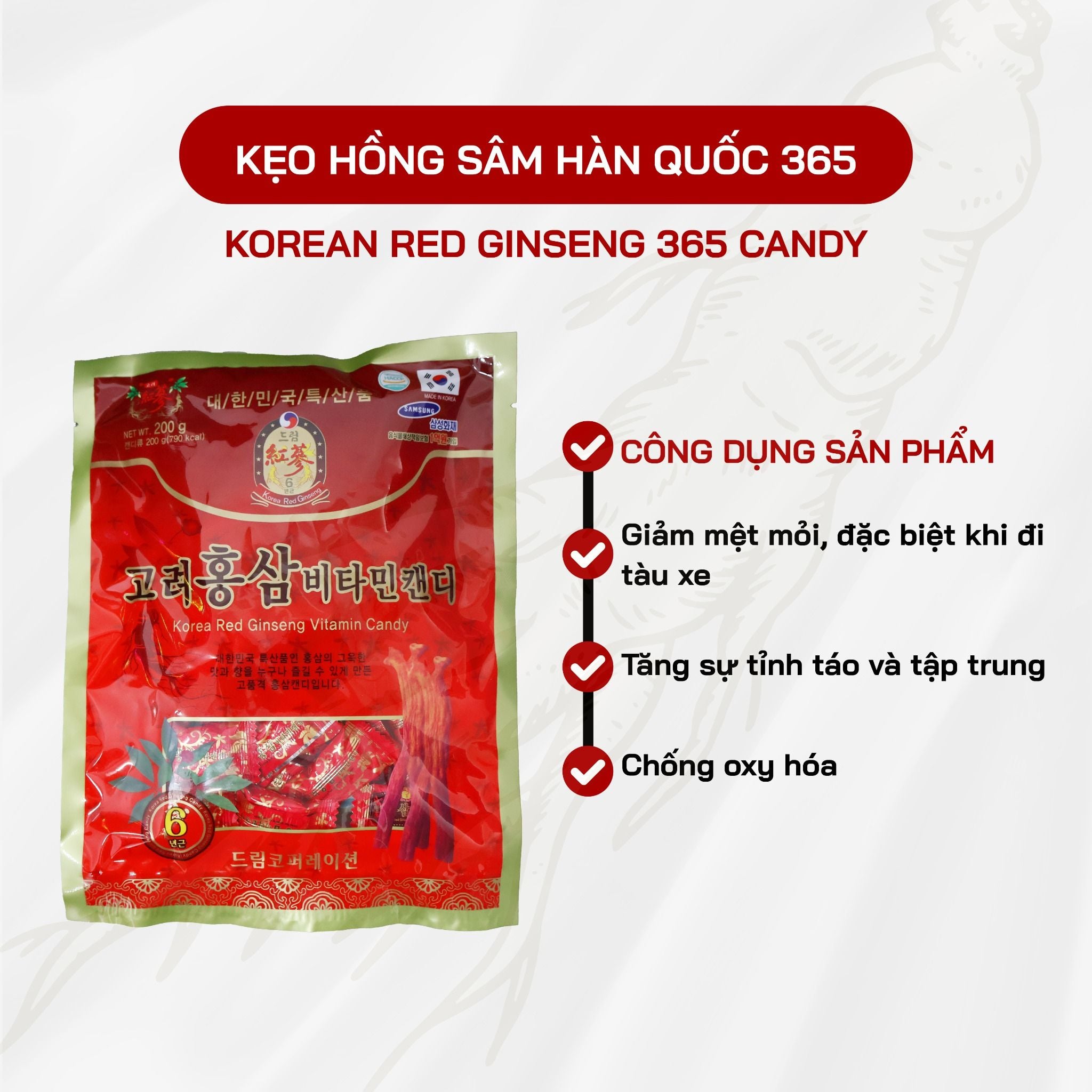  Kẹo Hồng Sâm Vitamin 