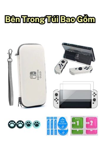  Combo túi + cường lực + ốp + nút analog Switch Oled 