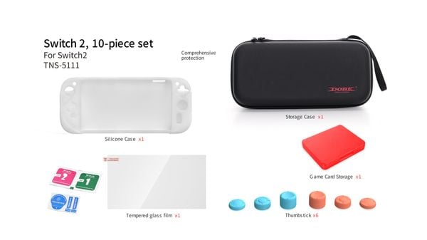  Túi Chống Sốc Cho Nintendo Switch 2 Dobe + Cường Lực + Nút Analog + Vỏ Silicon + Hộp Băng TNS-5111 