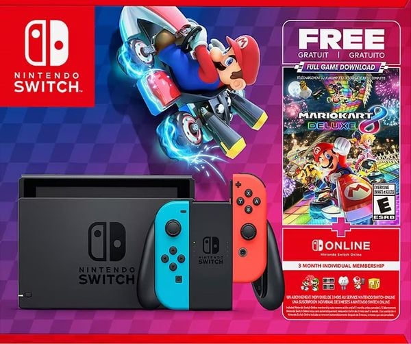  Máy Nintendo Switch V2 neon with Mario Kart 8 Game 