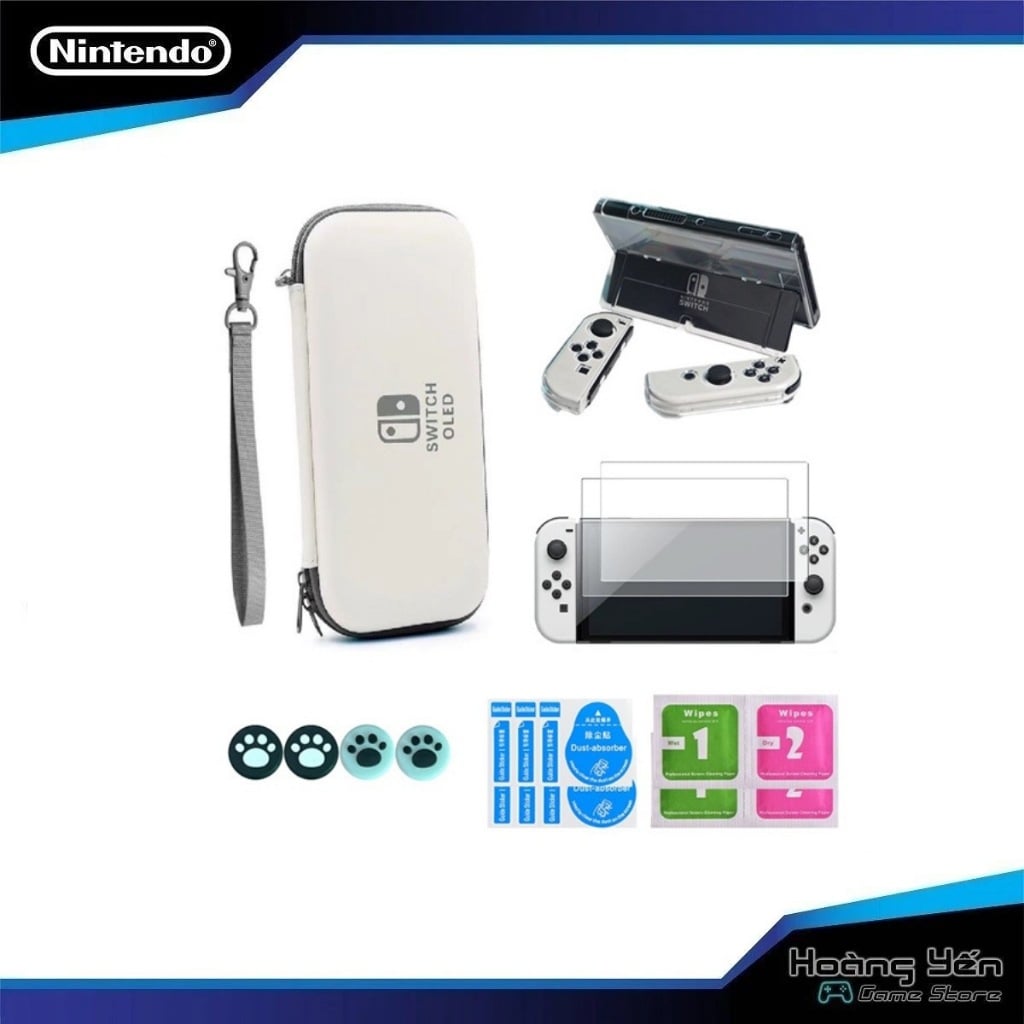  Combo túi + cường lực + ốp + nút analog Switch Oled 