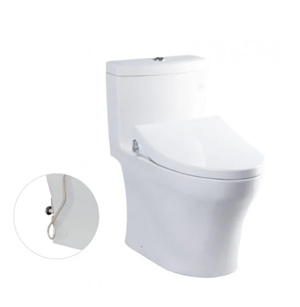 MS889DRE4 Bàn cầu một khối, nắp đóng êm kèm vòi rửa nước lạnh TCW1211A