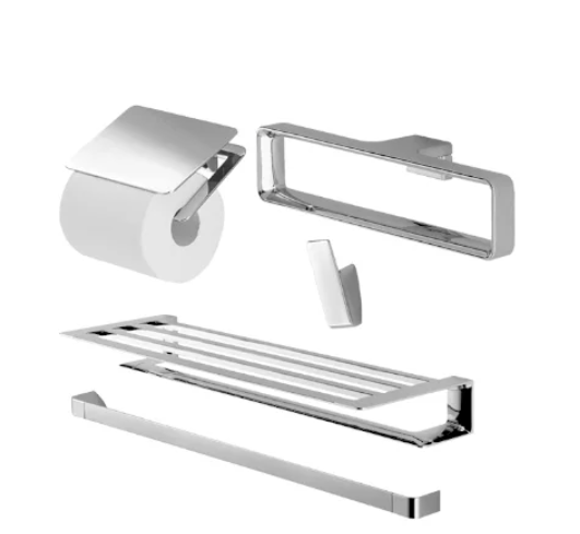 YS902N5V Bộ 5 sản phẩm G: lô đựng giấy vệ sinh, vòng treo khăn, móc áo, thanh vắt khăn & thanh vắt khăn 2 tầng