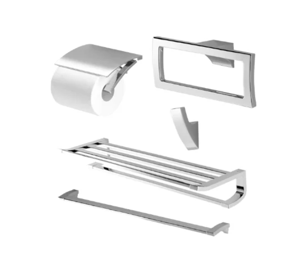 YS903N5V Bộ 5 sản phẩm G: lô đựng giấy vệ sinh, vòng treo khăn, móc áo, thanh vắt khăn & thanh vắt khăn 2 tầng