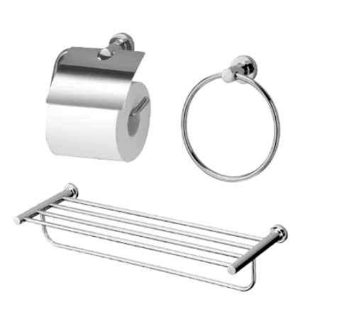YS406N3V Bộ 3 sản phẩm L: lô đựng giấy vệ sinh, vòng treo khăn & thanh vắt khăn 2 tầng