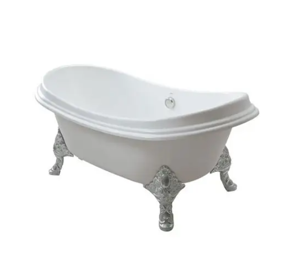 FBY1756PTNE Bồn tắm đặt sàn gang tráng men, chân mạ bạc