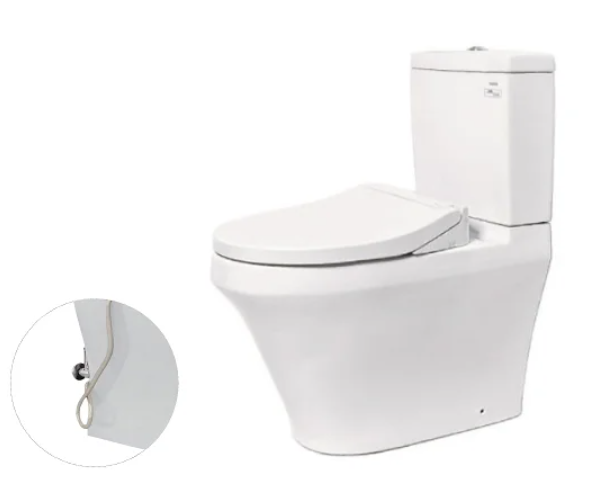 CS948DE2 Bàn cầu hai khối, nắp đóng êm kèm vòi rửa nước lạnh TCW07S