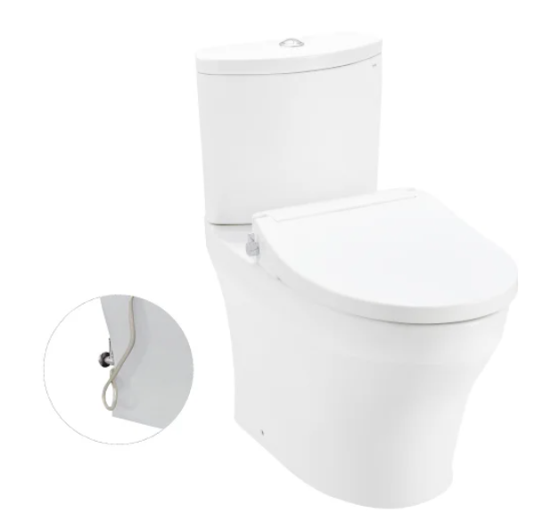 CS838DE2 Bàn cầu hai khối, nắp đóng êm kèm vòi rửa nước lạnh TCW07S